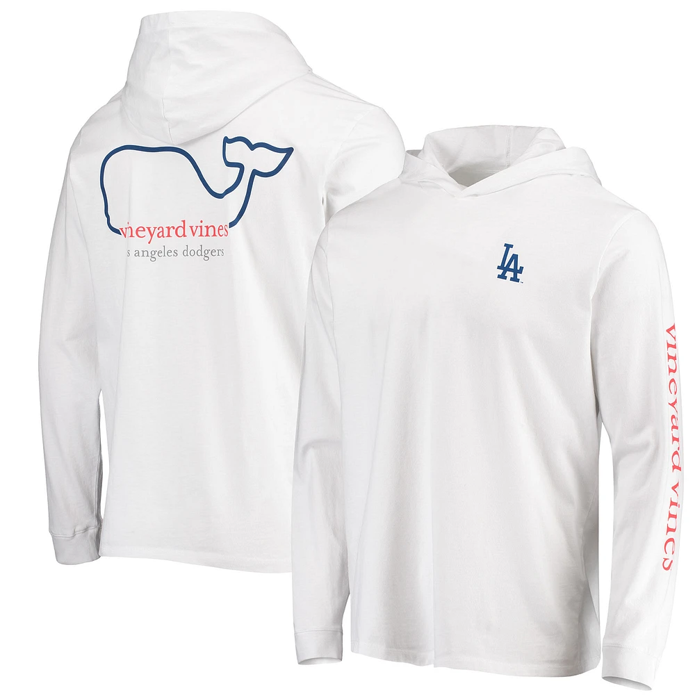 Men's Vineyard Vines White Los Angeles Dodgers Logo Hoodie Long Sleeve T-Shirt