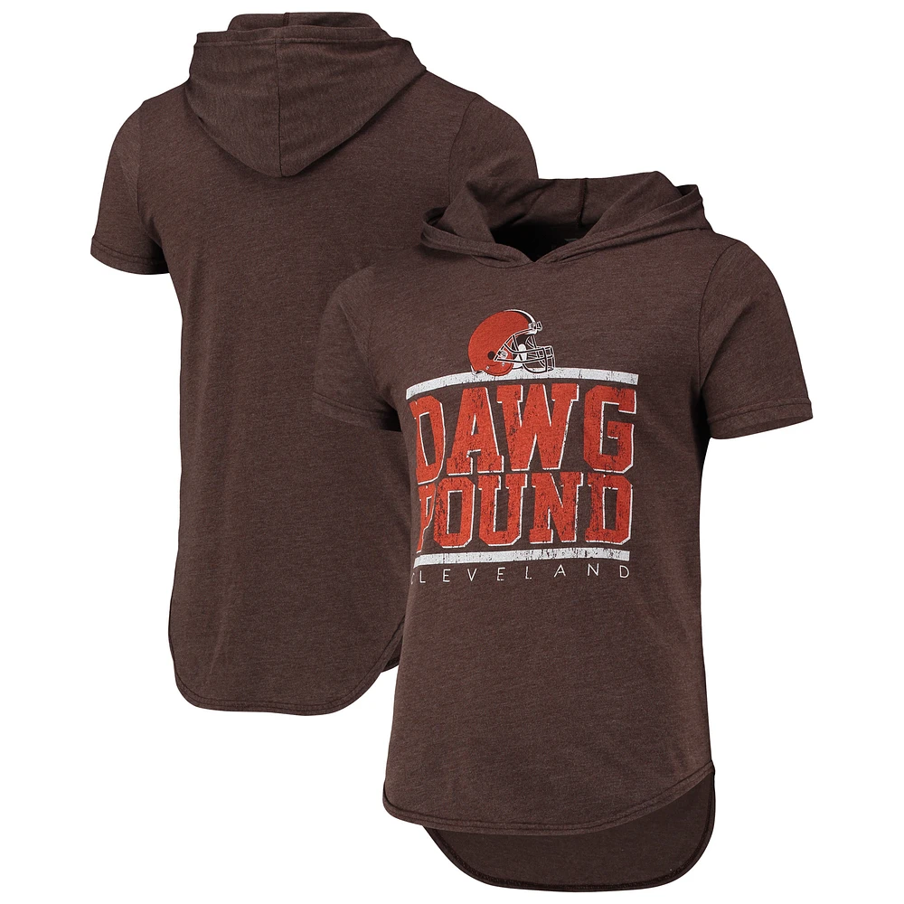 Men's Fanatics Heathered Brown Cleveland Browns Field Goal Tri-Blend Hoodie T-Shirt