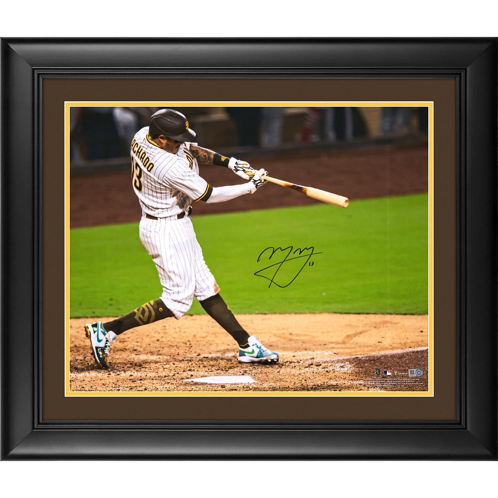 Manny Machado San Diego Padres Framed Autographed 16" x 20" Hitting Photograph