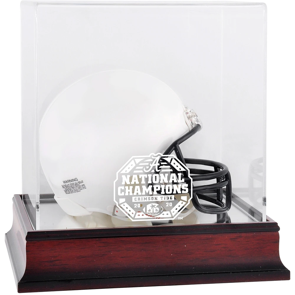 Alabama Crimson Tide College Football Playoff 2020 National Champions Logo Mahogany Mini Helmet Display Case