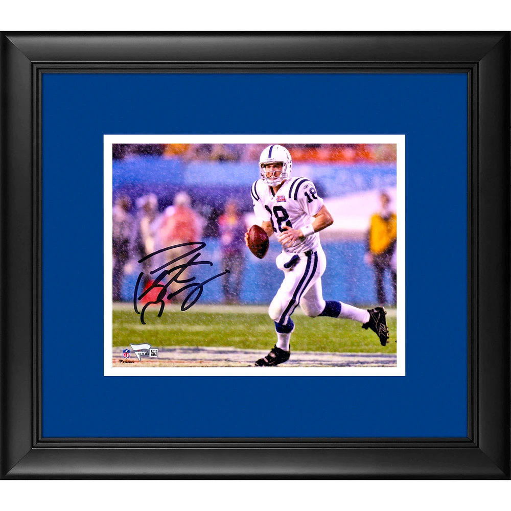 Peyton Manning Indianapolis Colts Framed Autographed 8" x 10" Super Bowl XLI Running in Rain Photograph