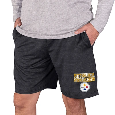 Men's Concepts Sport Charcoal Pittsburgh Steelers Bullseye Knit Jam Shorts