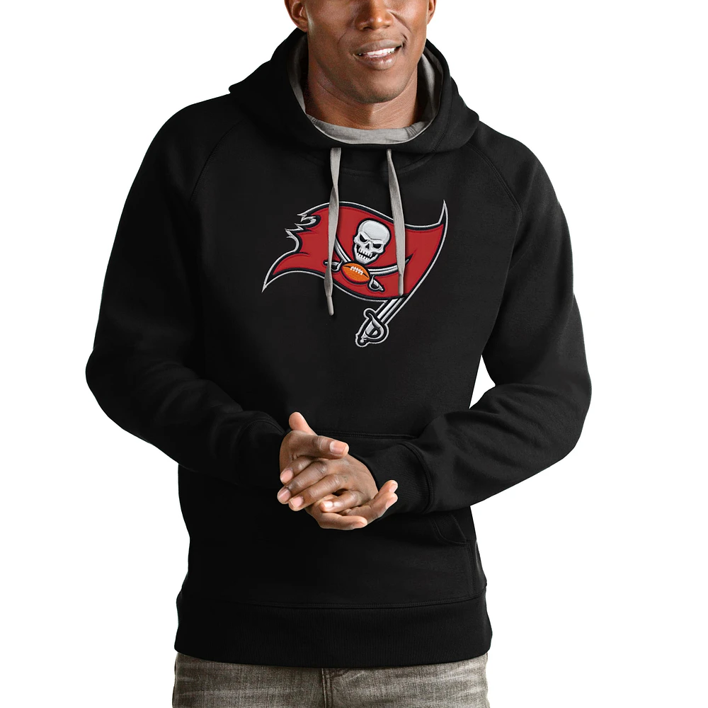 Men's Antigua Black Tampa Bay Buccaneers Victory Pullover Hoodie