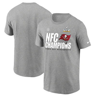 Men's Nike Heather Gray Tampa Bay Buccaneers 2020 NFC Champions Locker Room Trophy Collection T-Shirt