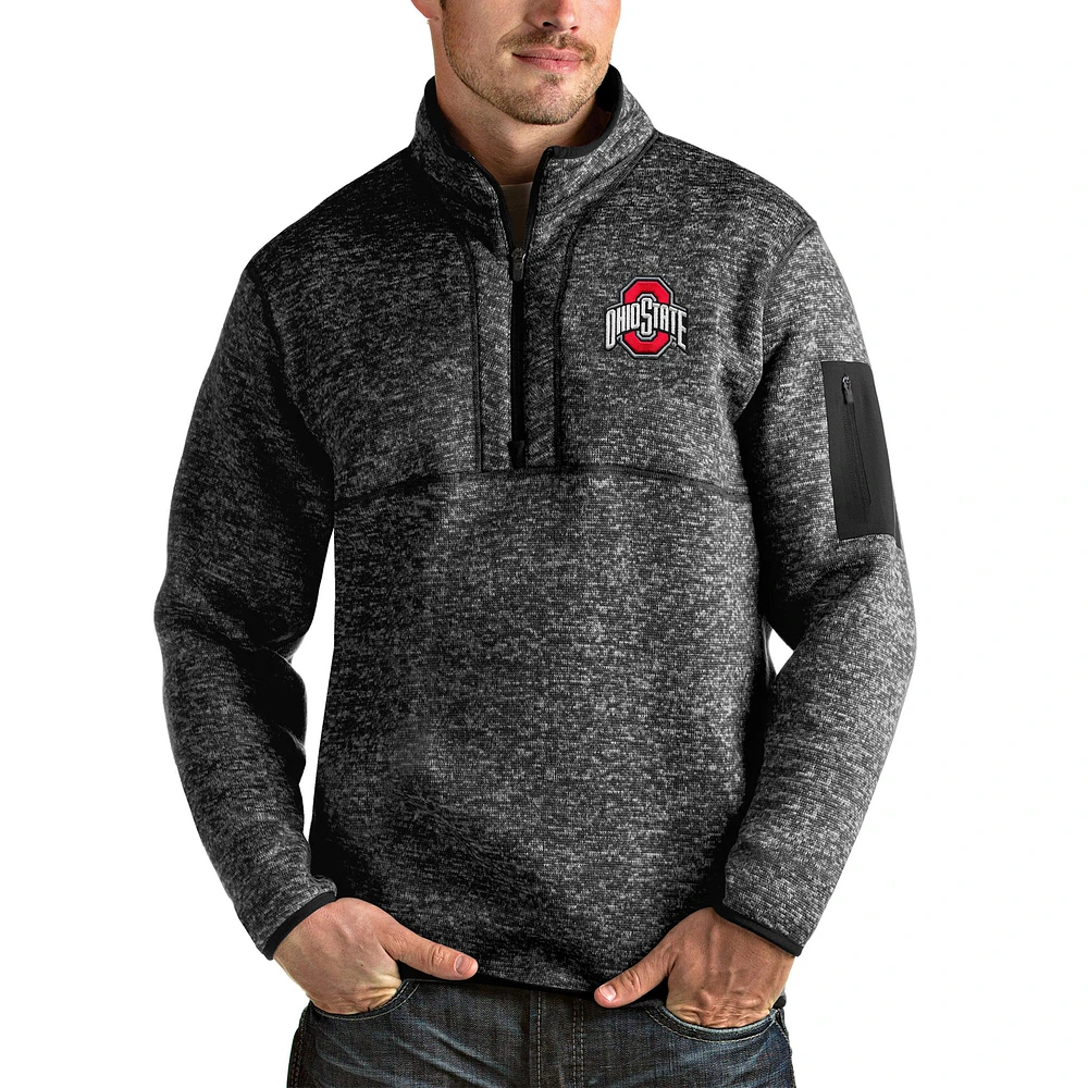 Men's Antigua Heather Ohio State Buckeyes Fortune Half-Zip Pullover Jacket