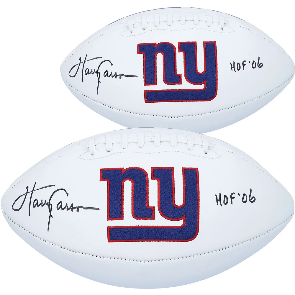 Harry Carson New York Giants Autographed White Panel Football with "HOF 06" Inscription