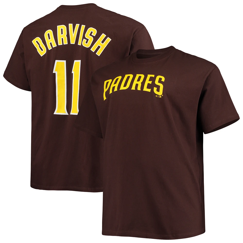 Men's Fanatics Yu Darvish Brown San Diego Padres Big & Tall Name Number T-Shirt