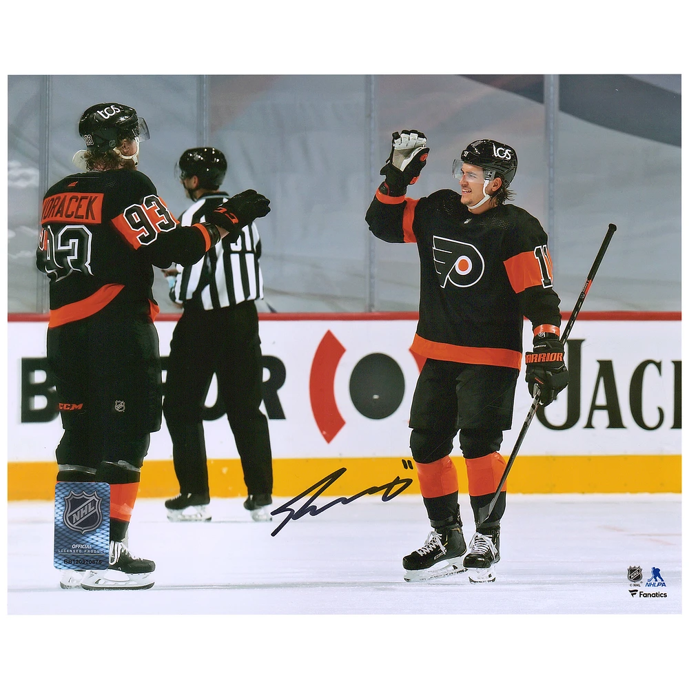 Fanatics Authentic Travis Konecny Philadelphia Flyers Autographed 8" x 10" 1st NHL Hat Trick Celebration Photograph