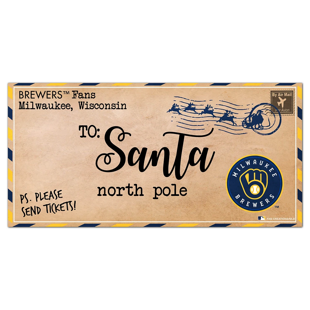 Milwaukee Brewers 6'' x 12'' Letter to Santa Sign