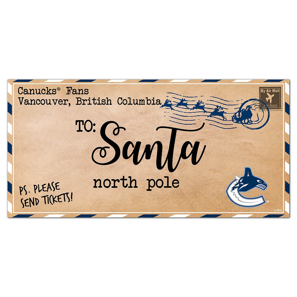 Vancouver Canucks 6'' x 12'' Letter to Santa Sign
