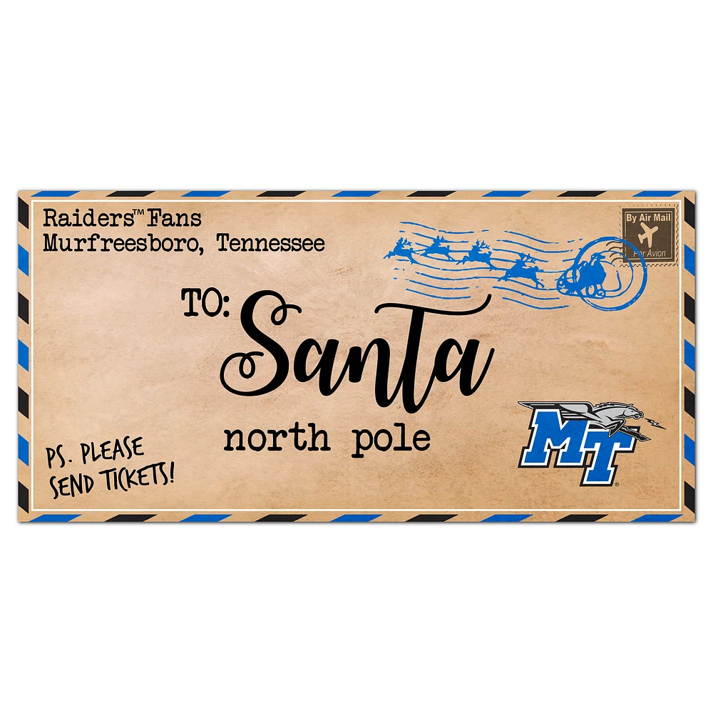MTSU Blue Raiders 6'' x 12'' Letter to Santa Sign