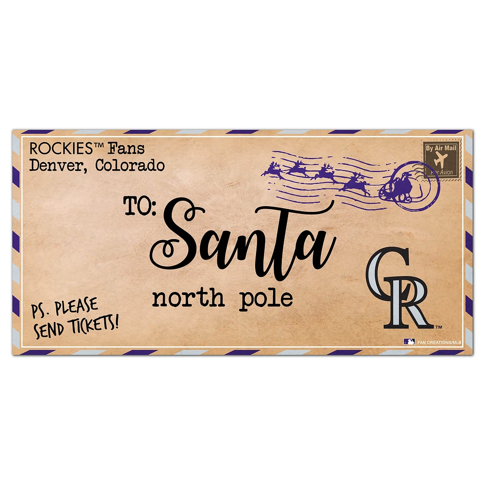 Colorado Rockies 6'' x 12'' Letter to Santa Sign