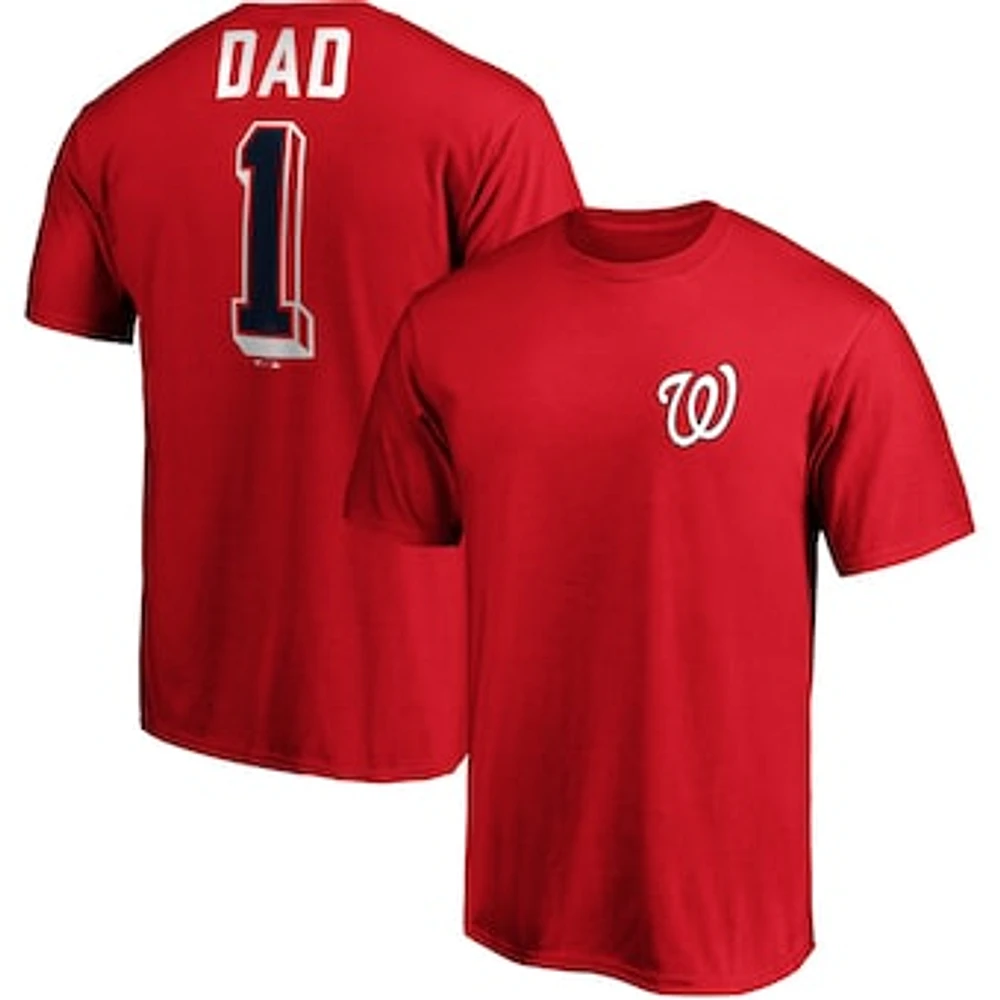 Men's Fanatics Red Washington Nationals Number One Dad Team T-Shirt