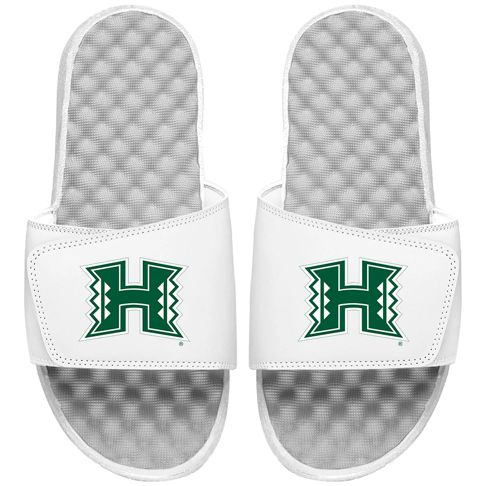 Youth ISlide White Hawaii Warriors Primary Logo Slide Sandals
