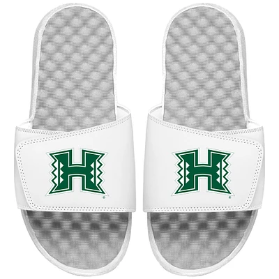 Youth ISlide White Hawaii Warriors Primary Logo Slide Sandals