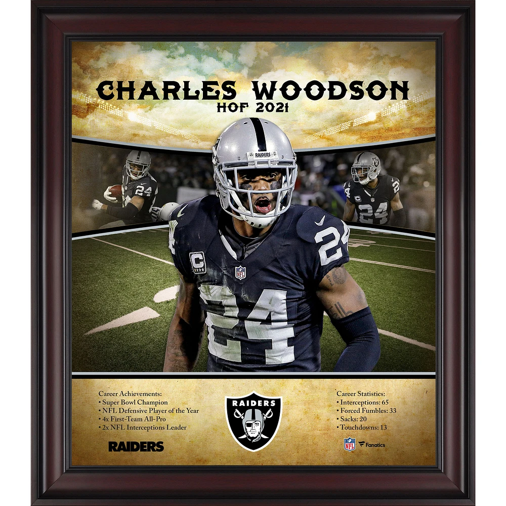Charles Woodson Oakland Raiders Framed 15" x 17" Hall of Fame Career Profile Collage
