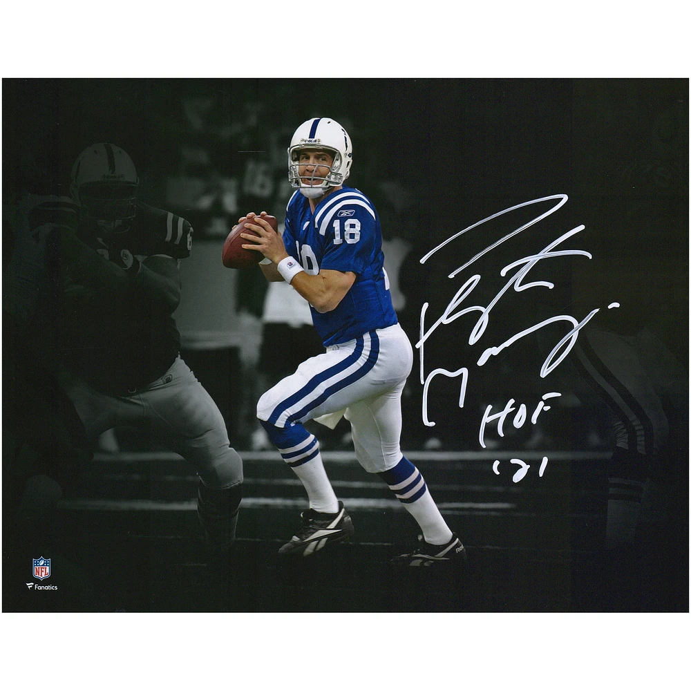 Peyton Manning Indianapolis Colts Autographed 11" x 14" Action Photograph with "HOF 21" Inscription
