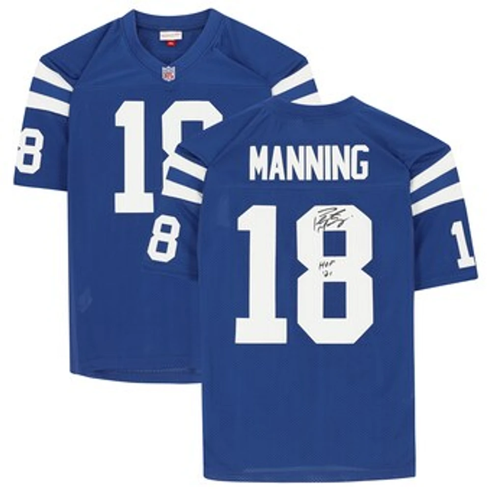 Peyton Manning Indianapolis Colts Autographed Blue Mitchell & Ness Authentic Jersey with "HOF 21" Inscription