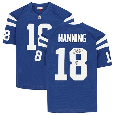 Peyton Manning Indianapolis Colts Autographed Blue Mitchell & Ness Authentic Jersey with "HOF 21" Inscription