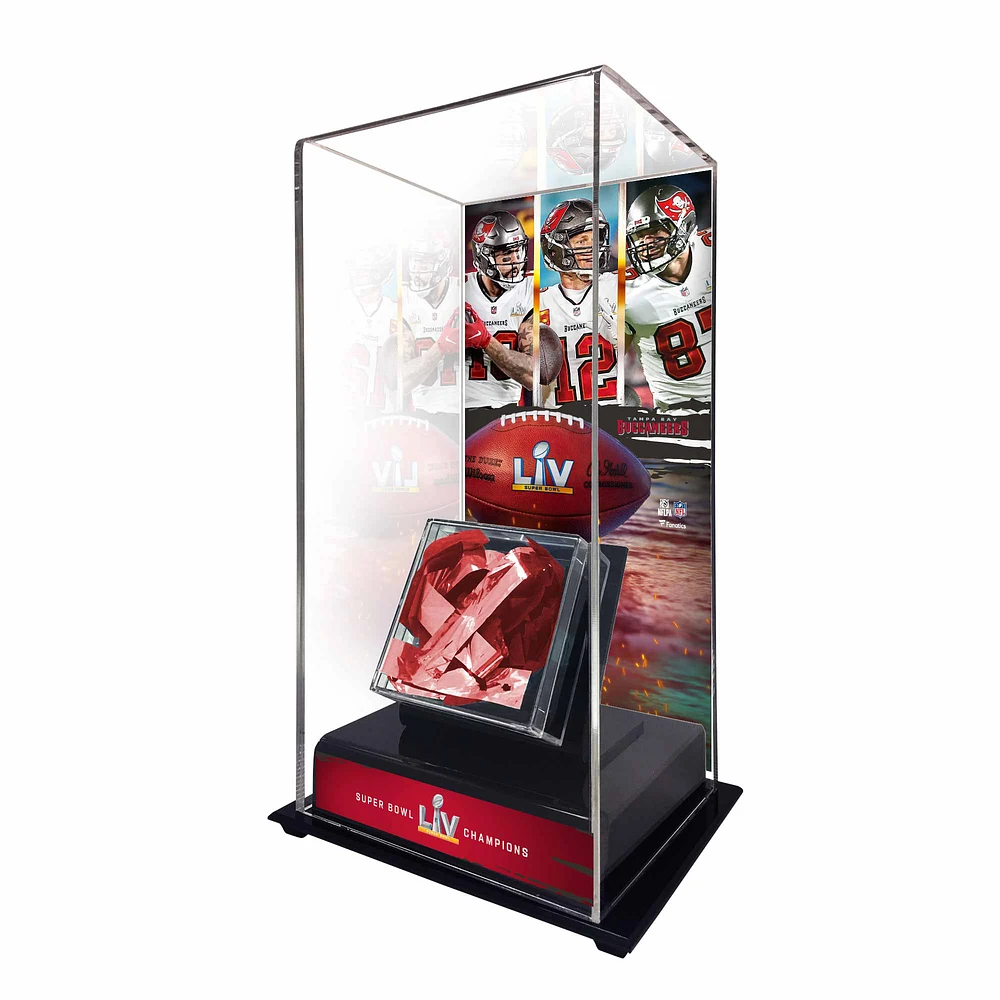 Tampa Bay Buccaneers Super Bowl LV Champions Tall Display Case with Game-Used Confetti
