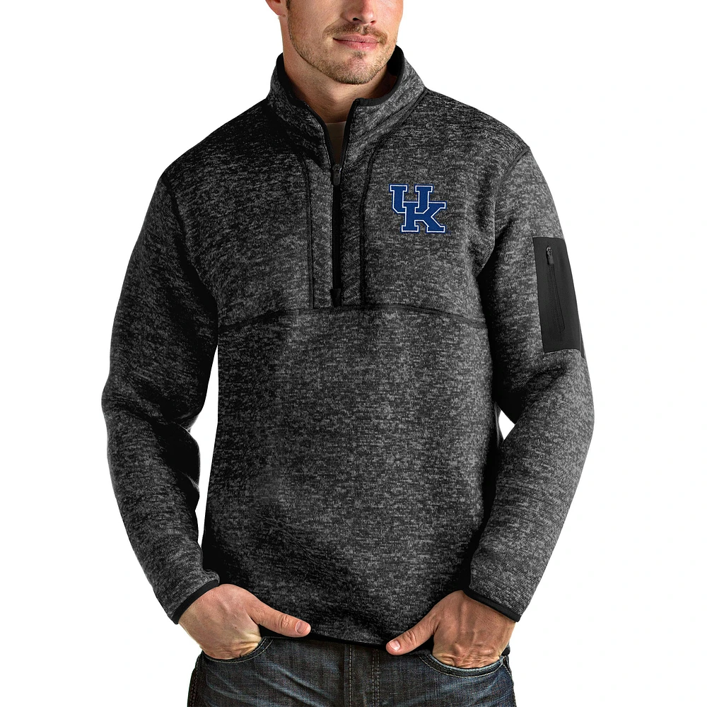 Men's Antigua Heathered Kentucky Wildcats Fortune Half-Zip Pullover Jacket