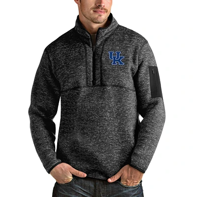 Men's Antigua Heathered Black Kentucky Wildcats Fortune Half-Zip Pullover Jacket