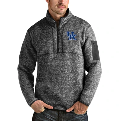 Men's Antigua Heathered Charcoal Kentucky Wildcats Fortune Half-Zip Pullover Jacket