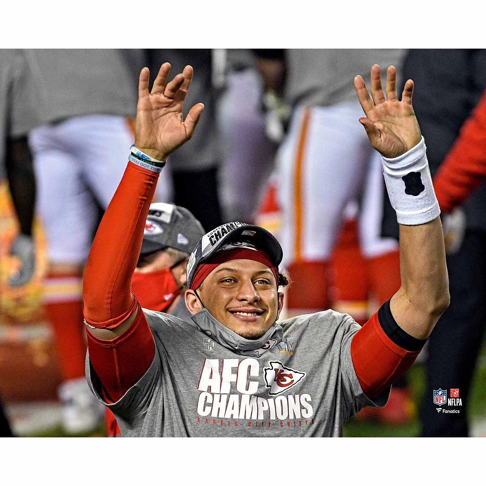 Patrick Mahomes Kansas City Chiefs Unsigned 2021 AFC Championship AFC Champions Celebration Photograph