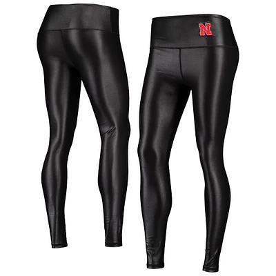 Women's ZooZatz Black Nebraska Huskers Shine Liquid Leggings