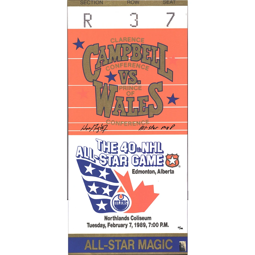 Wayne Gretzky Los Angeles Kings Framed Autographed 1989 All Star Game Mega Ticket with "All-Star MVP" Inscription - Limited Edition of 99 - Upper Deck