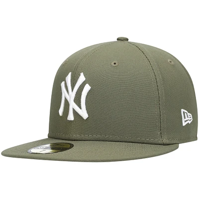 Men's New Era Olive York Yankees White Logo 59FIFTY Fitted Hat