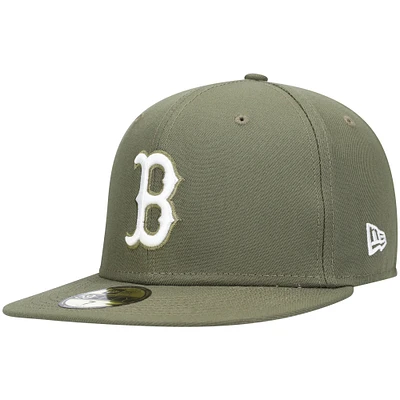 Men's New Era Olive Boston Red Sox White Logo 59FIFTY Fitted Hat