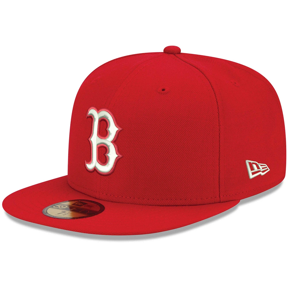 Men's New Era Red Boston Sox White Logo 59FIFTY Fitted Hat