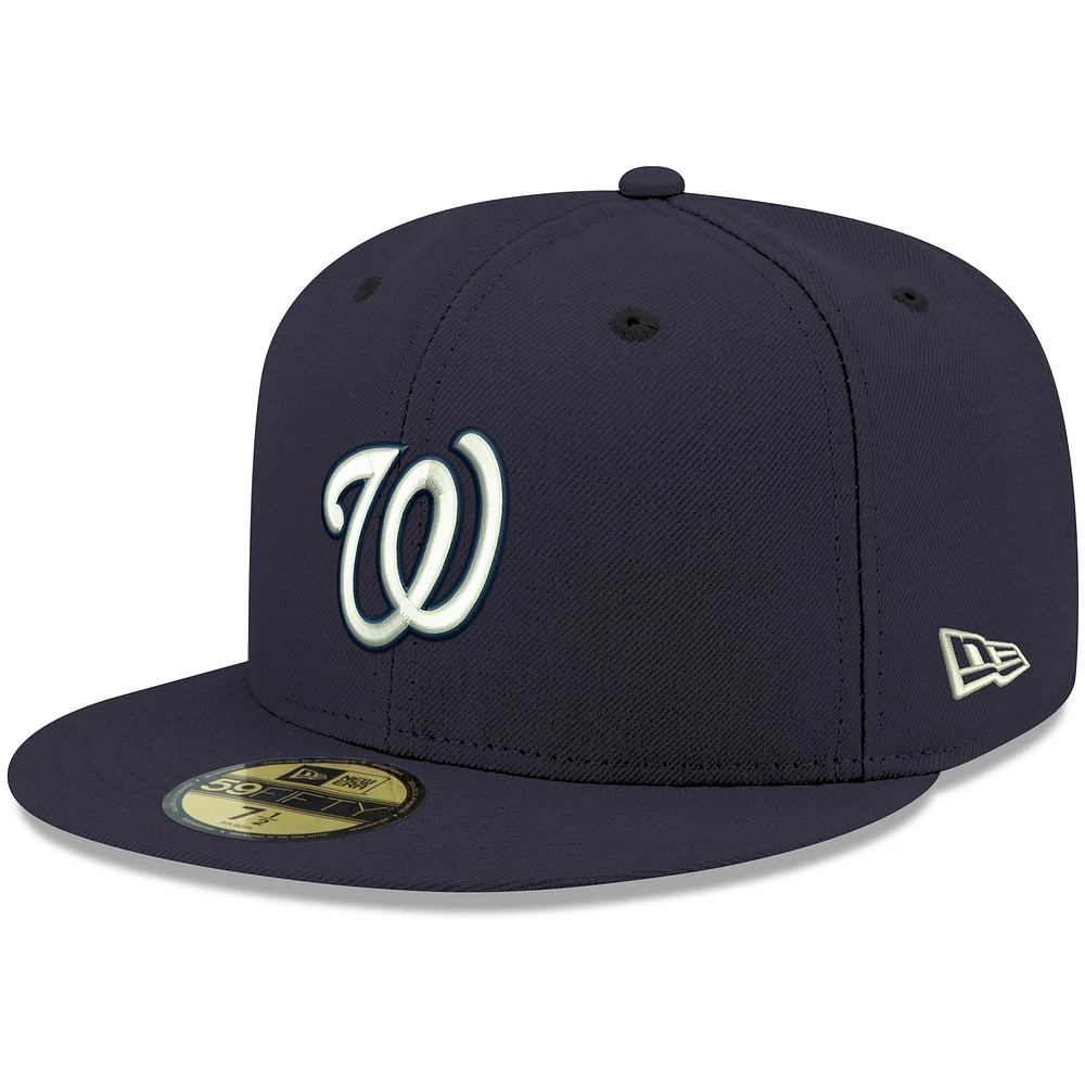 Men's New Era Navy Washington Nationals White Logo 59FIFTY Fitted Hat