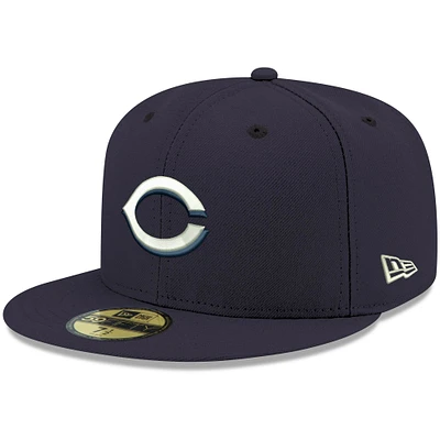 Men's New Era Navy Cincinnati Reds White Logo 59FIFTY Fitted Hat