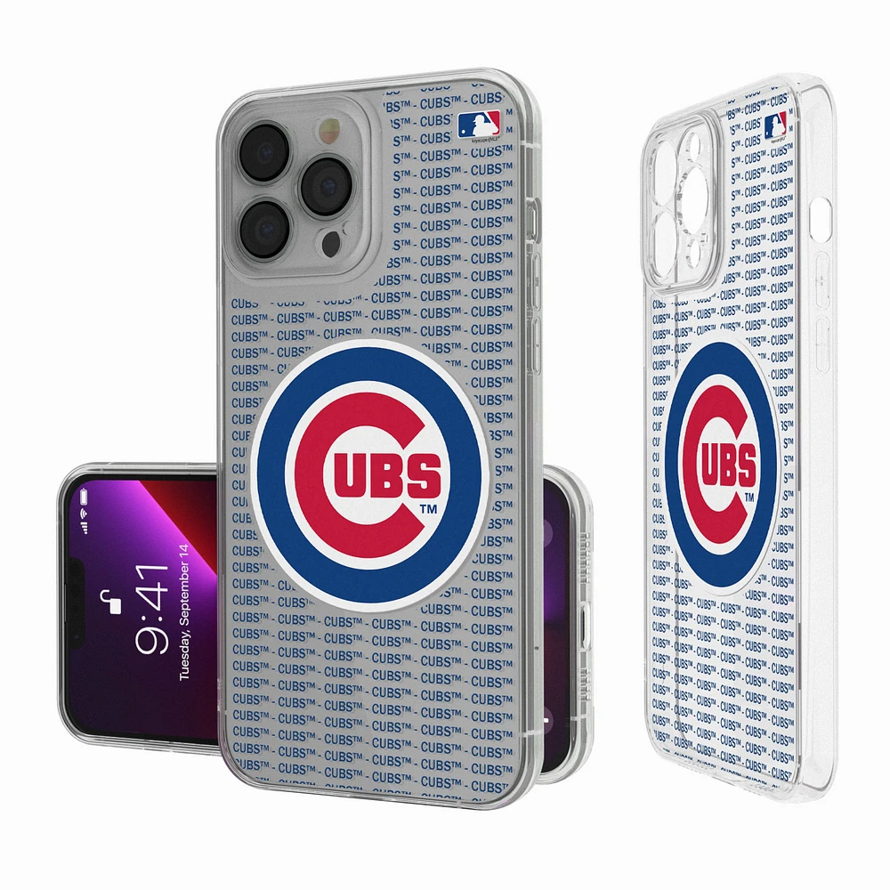 Chicago Cubs Text Backdrop Clear iPhone Case