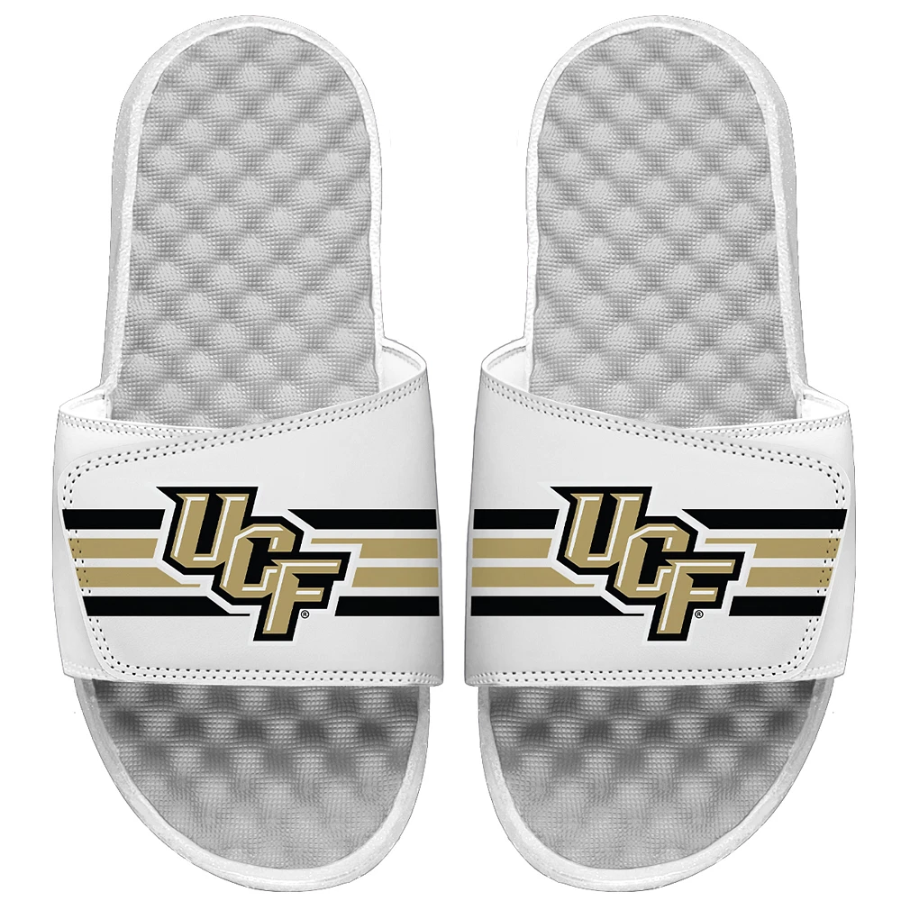 Men's ISlide White UCF Knights Varsity Stripes Slide Sandals