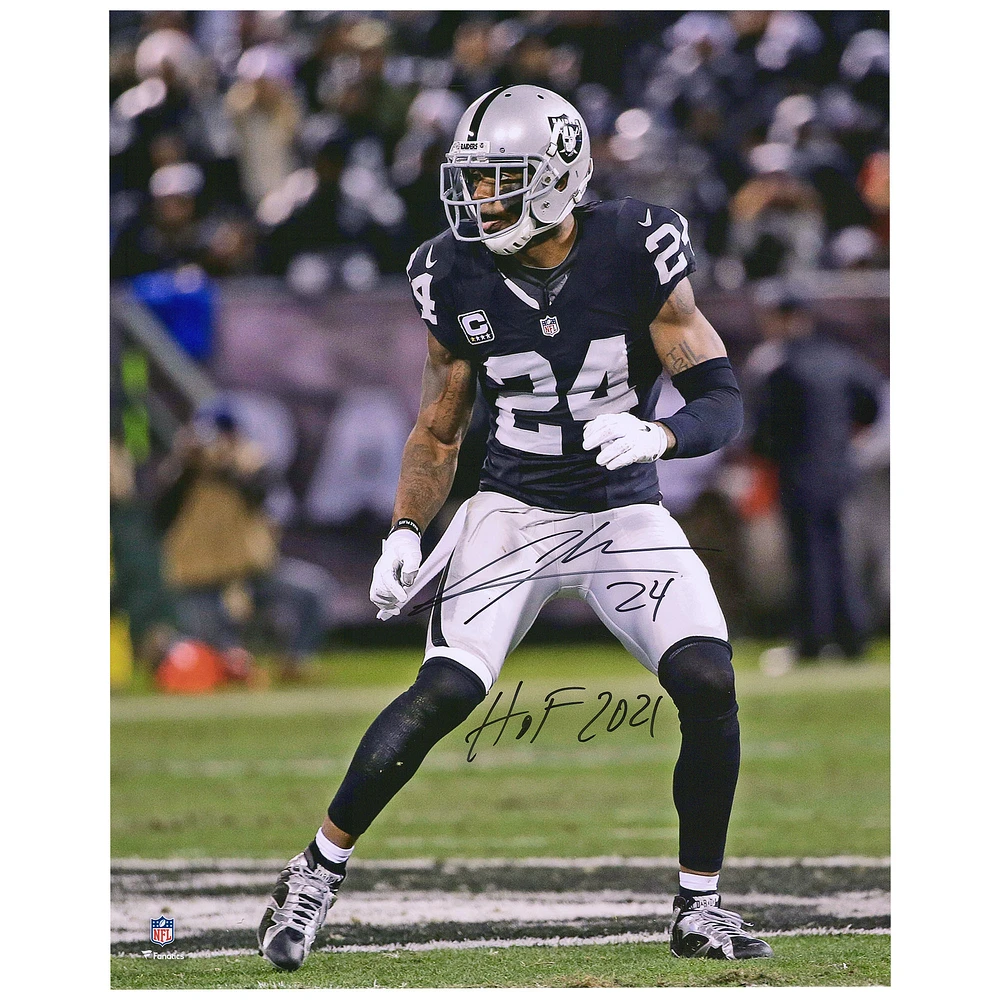 Charles Woodson Oakland Raiders Autographed 16" x 20" Stance Photograph with "HOF 21" Inscription