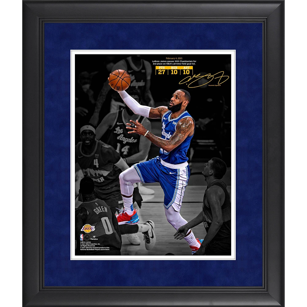 LeBron James Los Angeles Lakers Framed 11" x 14" Third All Time in Field Goals Made Facsimile Signature Collage