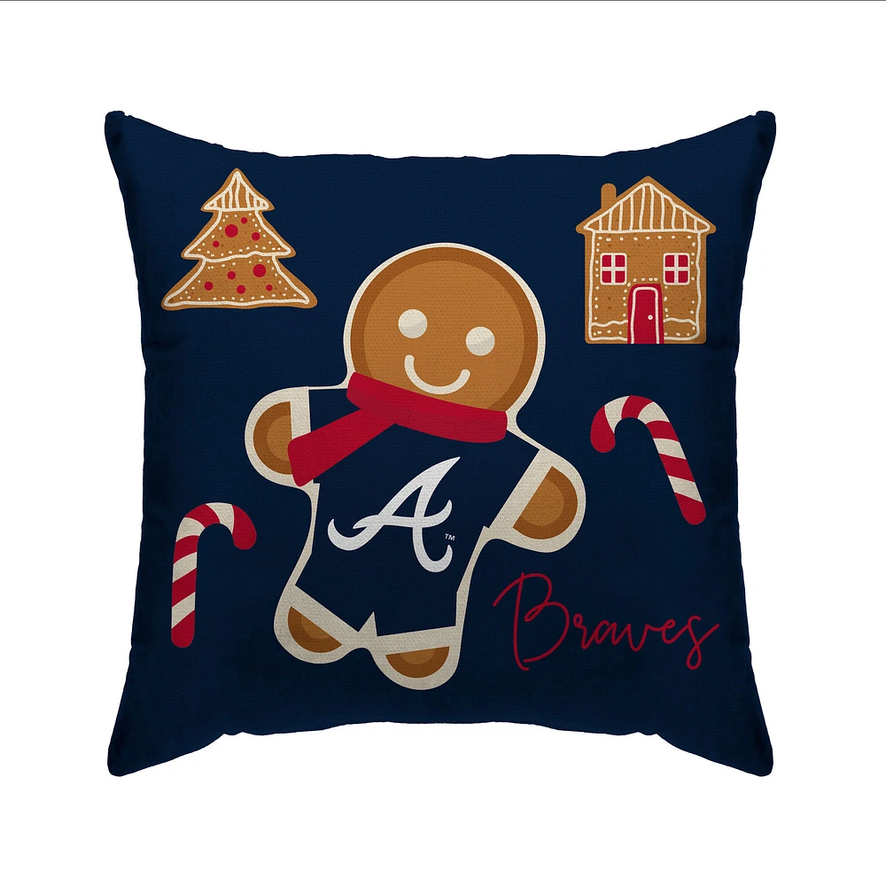 Atlanta Braves Gingerbread Holiday 20'' x 20'' Pillow Cover