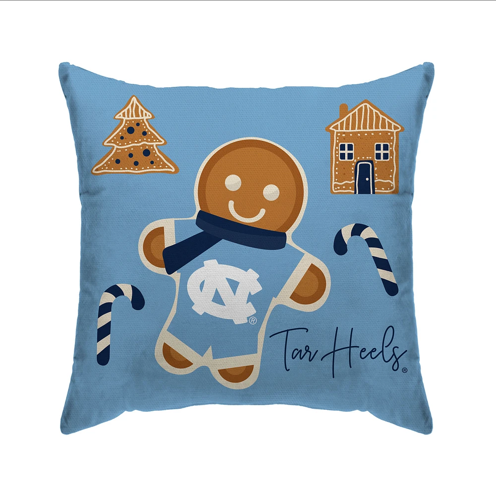 North Carolina Tar Heels Gingerbread Holiday 20'' x 20'' Pillow Cover