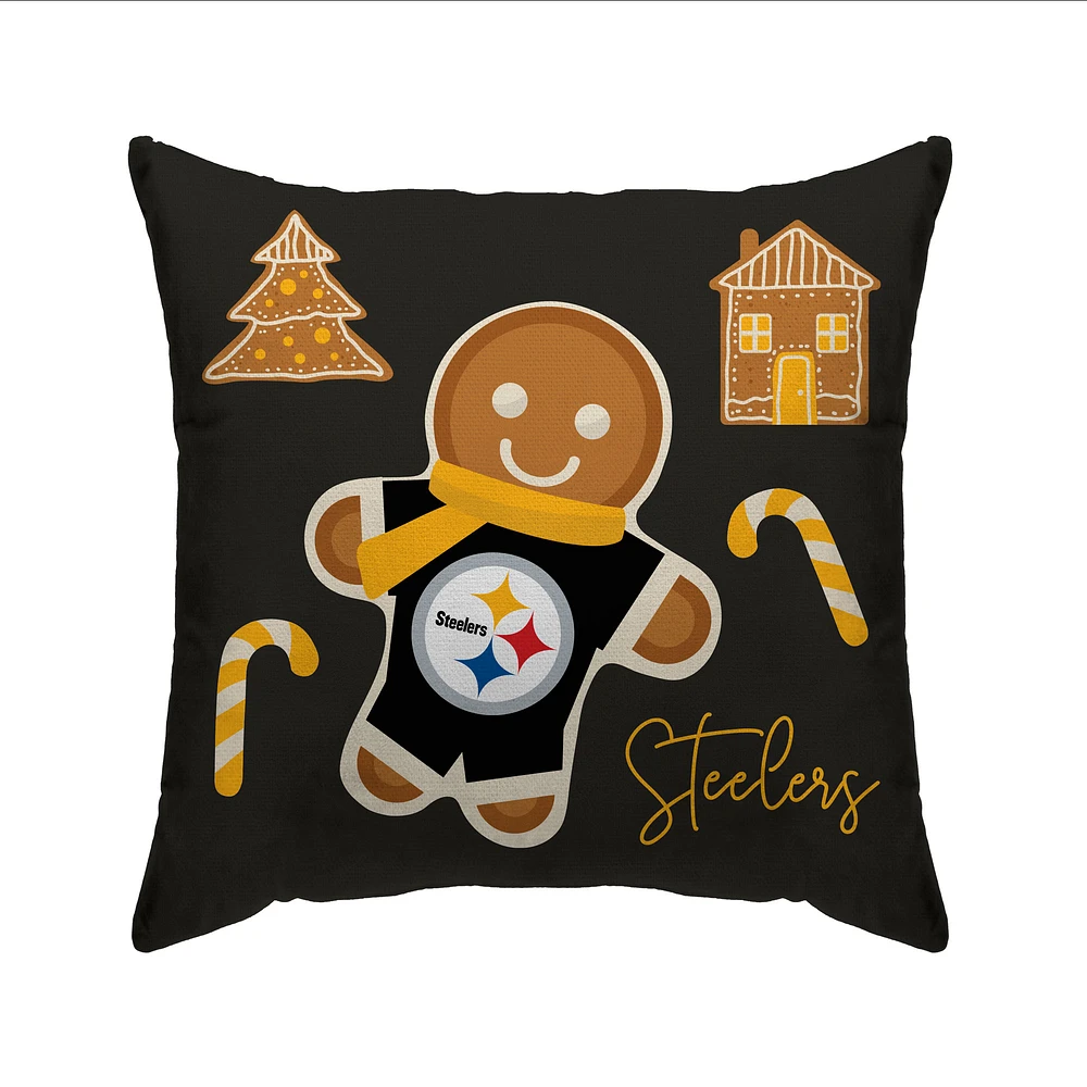 Pittsburgh Steelers Gingerbread Holiday 20'' x 20'' Pillow Cover