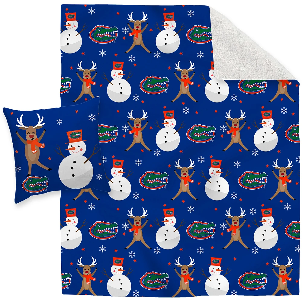 Florida Gators Holiday Reindeer Blanket and Pillow Combo Set