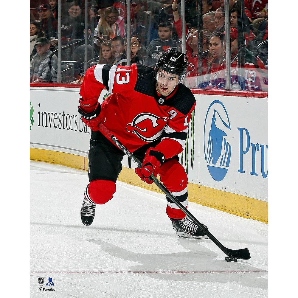 Nico Hischier New Jersey Devils Unsigned Red Jersey Skating Photograph