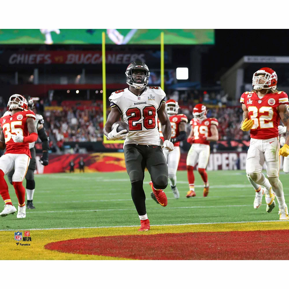 Leonard Fournette Tampa Bay Buccaneers Unsigned Super Bowl LV Touchdown Endzone Photograph