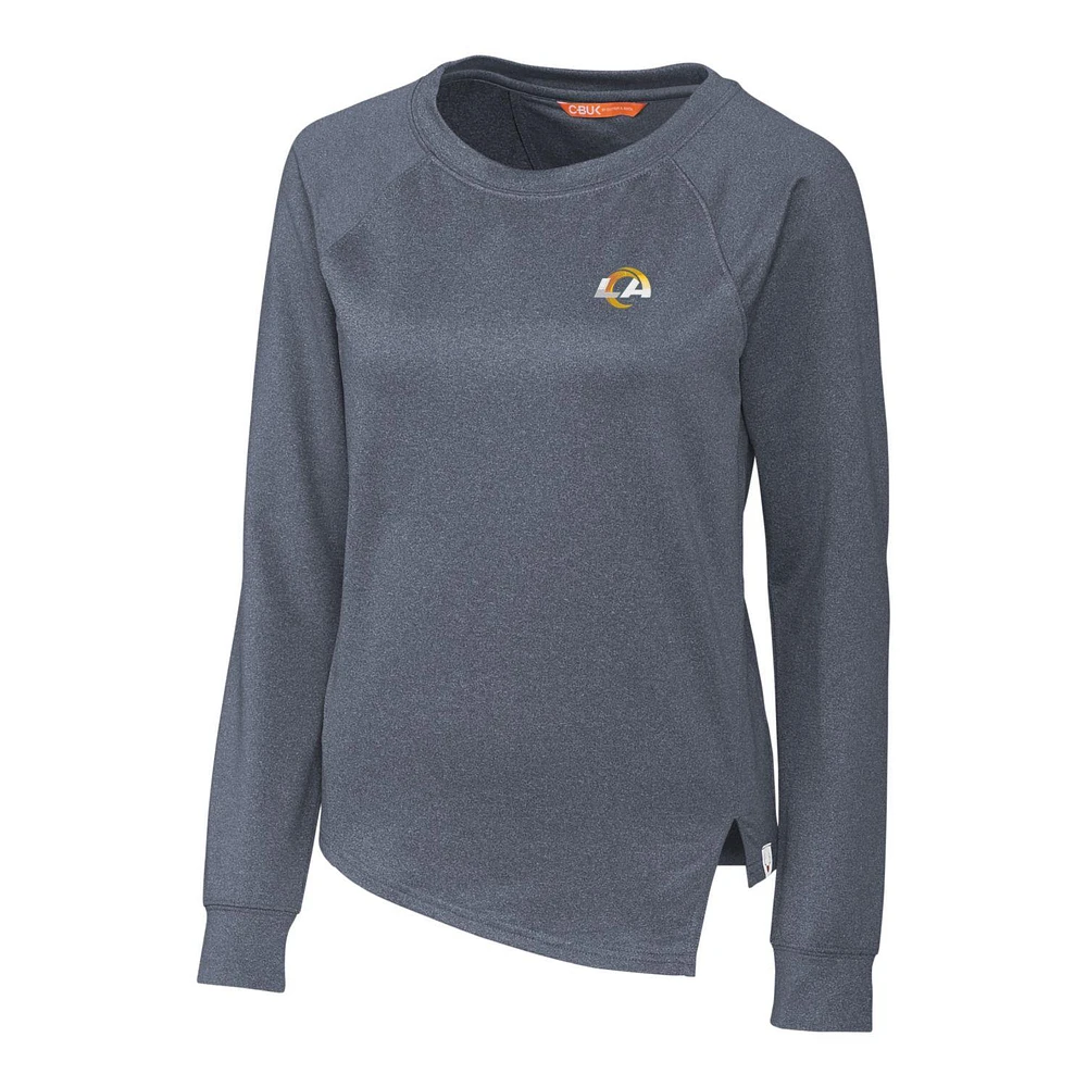Women's Cutter & Buck Heathered Navy Los Angeles Rams Jackson Pullover Sweatshirt
