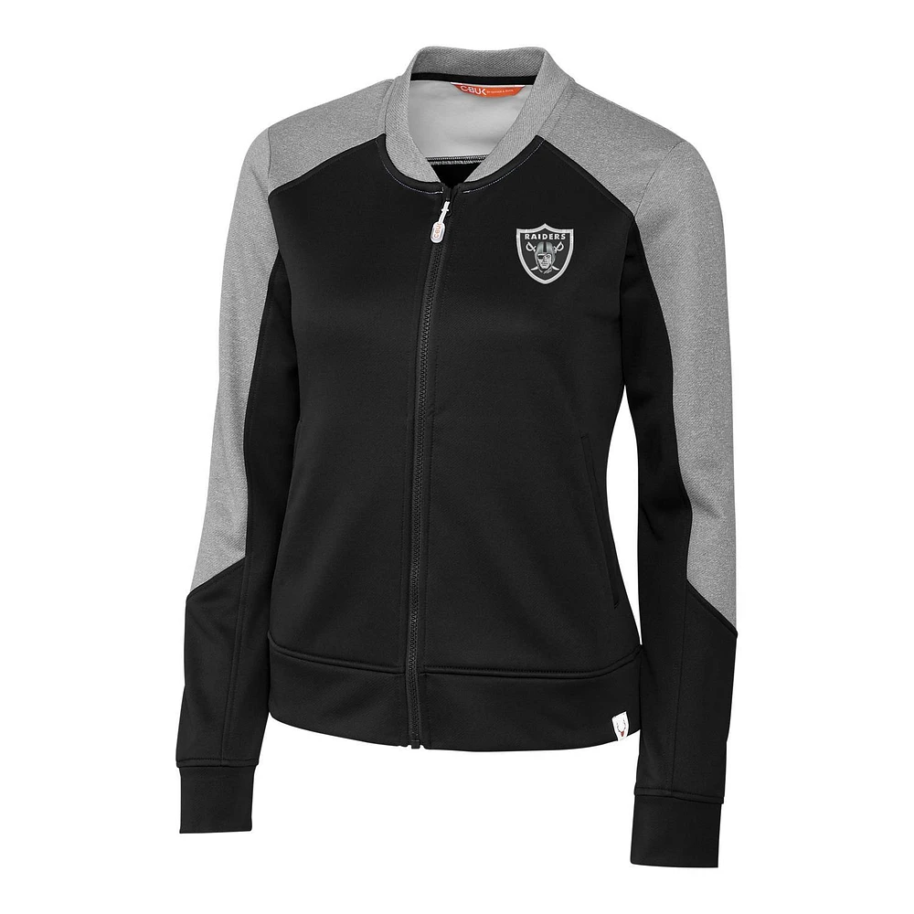 Women's Cutter & Buck Black Las Vegas Raiders Pop Fly Full-Zip Jacket