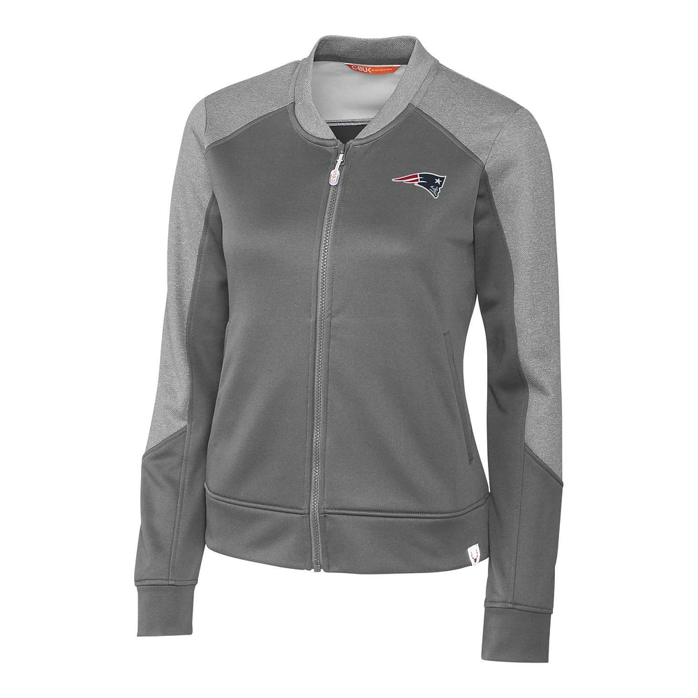 Women's Cutter & Buck Gray New England Patriots Pop Fly Full-Zip Jacket