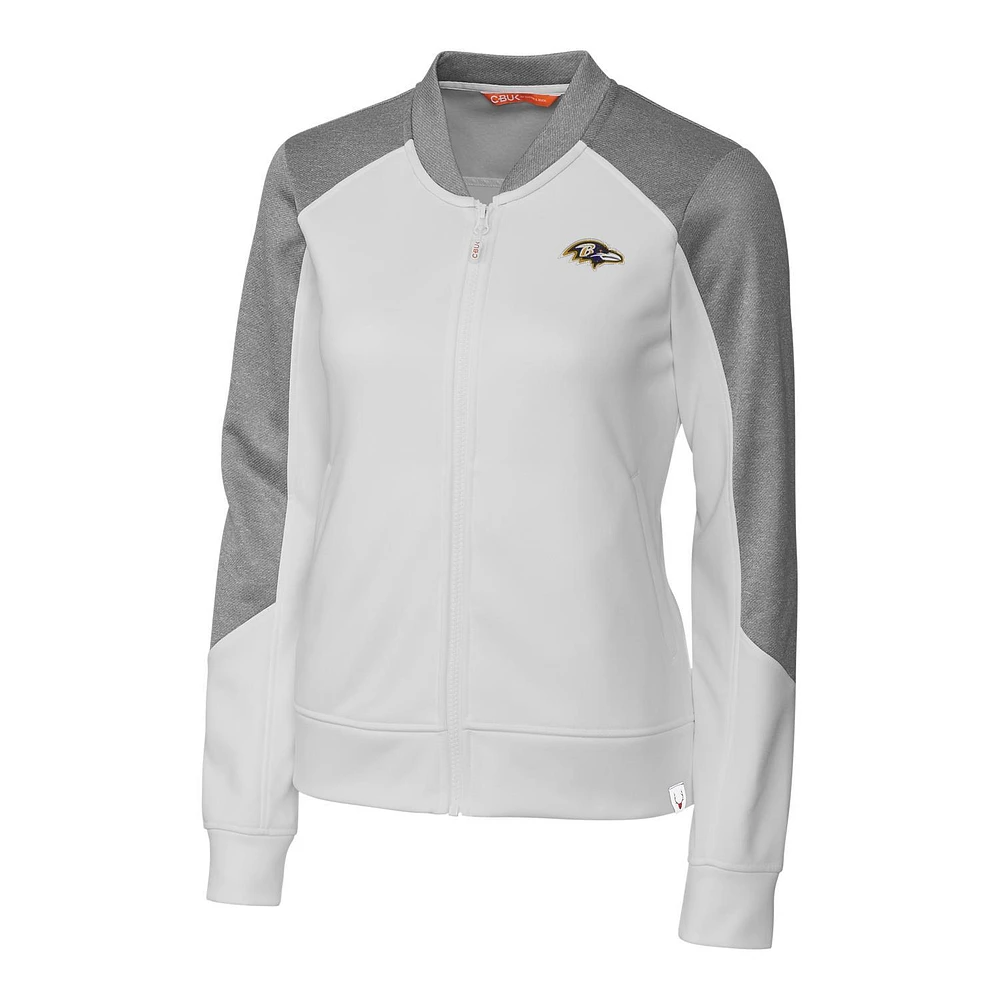 Women's Cutter & Buck White Baltimore Ravens Pop Fly Full-Zip Jacket