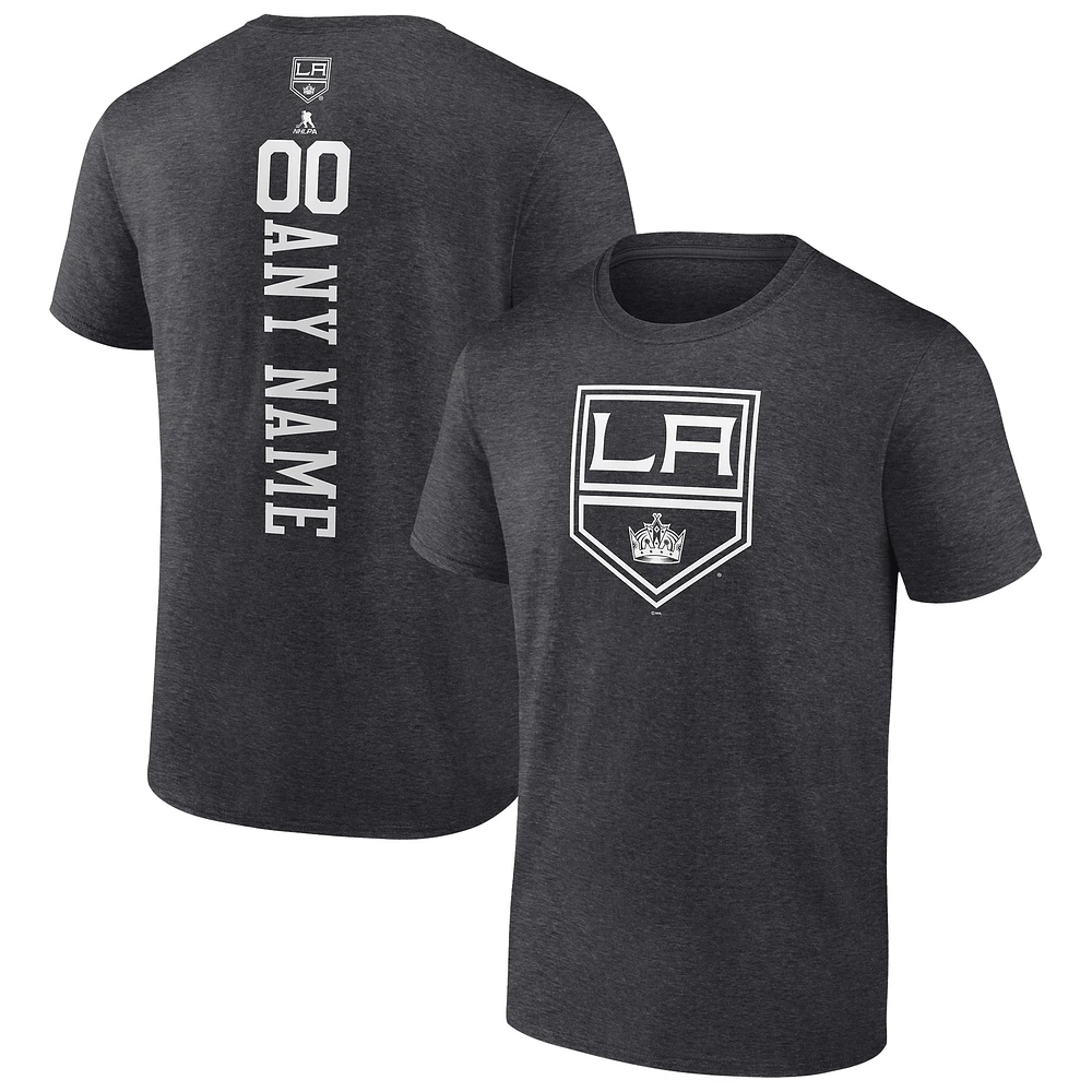 Men's Heathered Charcoal Los Angeles Kings Personalized One Color T-Shirt